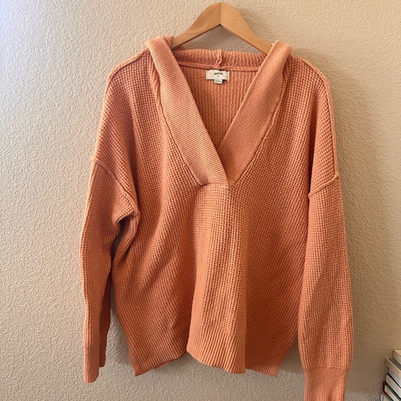Aerie CozyUp Waffle Knit Hoodie - Peach - Picture 3 of 11